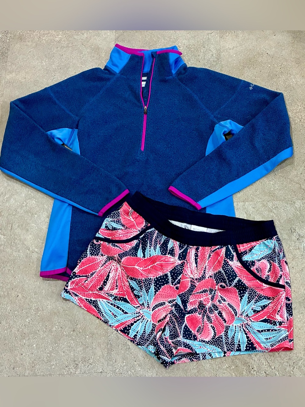 Womens COLUMBIA Fleece Pullover & Athletic Shorts, sz Medium